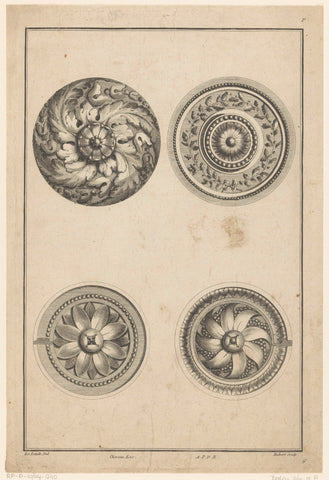 Four rosettes, Hubert, 1784 - 1785 Canvas Print