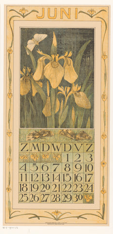 Calendar sheet with hisses and a moth, Theo van Hoytema, 1910 Canvas Print