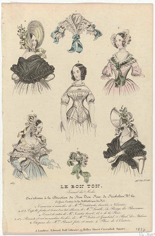 Le Bon Ton, Journal des Modes, 1837, 94th Liv. No. 188: 1. Cannezou à manches (...), anonymous, 1837 Canvas Print