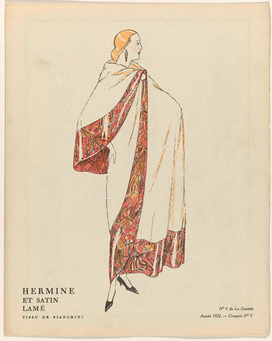 Gazette du Bon Ton, 1922 - No. 9 : Hermine et satin lamé / Tissu de Bianchini, anonymous, 1922 Canvas Print