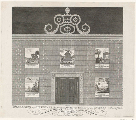 Illuminatie van het huis van M.T. Peypers te Rotterdam, 1788, Franciscus Sansom, 1788 Canvas Print