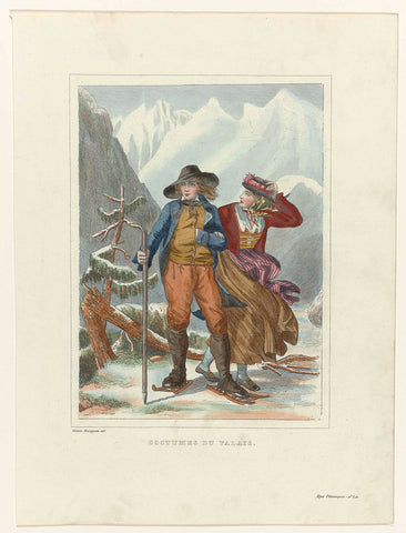 Picturesque Alps, 11th. Liv., 1837-1838 : Costumes du Valais, Octave Rossignon, 1837 - 1838 Canvas Print