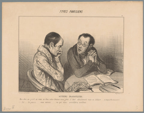 Writer advises colleague to get rid of his wife, Honoré Daumier, 1839 Canvas Print