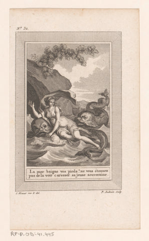 Amphitrite is kidnapped by dolphins, Pierre Audouin, 1801 Canvas Print