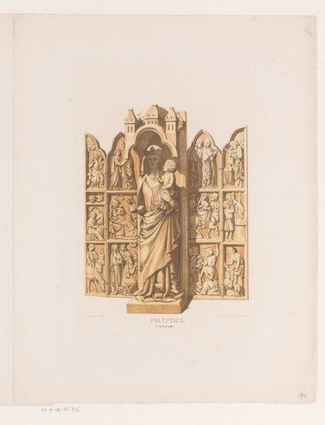 Triptych with carvings, 14th century, David van der Kellen (1827-1895), 1857 - 1864 Canvas Print