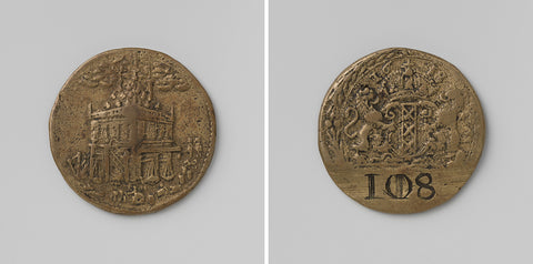 Waagdragersgilde van Amsterdam, funeral medal with no. 108, Hans Rogiers van Harelbeke, 1618 Canvas Print