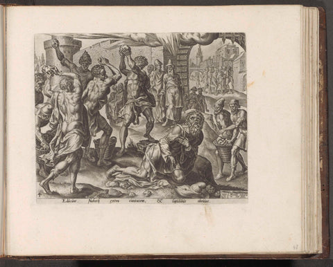 Stoning of Nabot, Philips Galle, 1579 Canvas Print