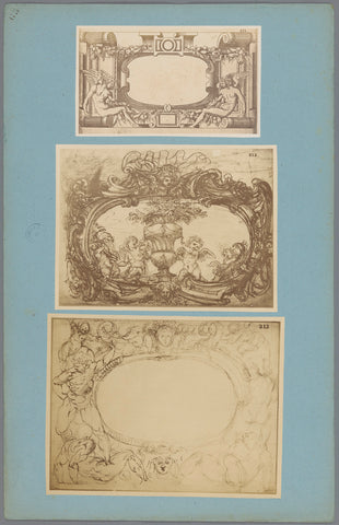 Three photo reproductions of images of cartouches, anonymous, c. 1875 - c. 1900 Canvas Print