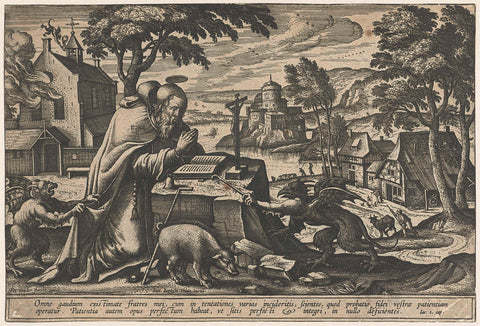 Temptation of Saint Anthony, Pieter van der Borcht (I), 1555 - 1608 Canvas Print