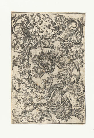 Ornament with owl and other birds, Martin Schongauer, 1470 - 1500 Canvas Print