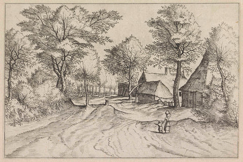 Farm and barns along a village road, Johannes or Lucas van Doetechum, 1559 - 1561 Canvas Print