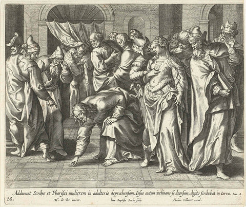 Christ and the Woman taken in adultery, Jan-Baptist Barbé, 1598 - 1618 Canvas Print