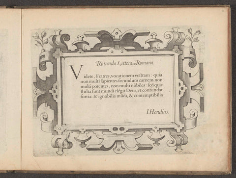 Schrijfvoorbeeld: Videte, Fratres, vocationem vestram, Jodocus Hondius (I), 1614 Canvas Print
