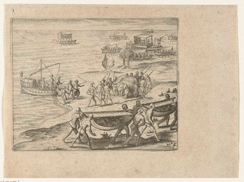 Arrival of the Dutchmen on Pegu, 1604, anonymous, 1644 - 1646 Canvas Print