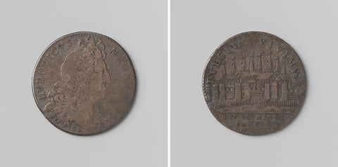 France acquires Cambrai at the peace of Nijmegen, calculation medal struck by order of the States of Cambrai, in honor of Louis XIV, king of France, Thomas Bernard, 1678 Canvas Print