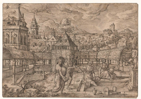 Bathsheba receives the message from Uria, Hans Bol, 1568 Canvas Print