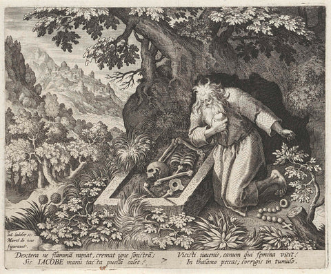 Heilge Jacobus van Karmel as hermit, Johann Sadeler (I), 1594 Canvas Print