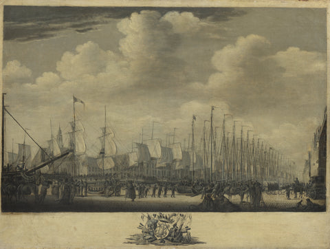 Mustering the Fleet in the Harbor of Vlissingen, 1804, Engel Hoogerheyden, 1804 - 1805 Canvas Print