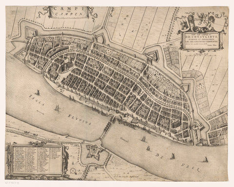 Map of Kampen, anonymous, c. 1700 - c. 1710 Canvas Print