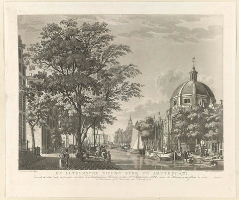 Nieuwe Lutherse Kerk te Amsterdam, before the fire of 1822, A. Lutz, 1823 Canvas Print