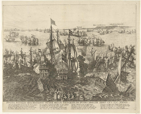 The Battle of Duins, 1639, anonymous, 1640 - 1674 Canvas Print