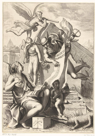 Mercury discovers the history of the mystery of Egypt, Cornelis Bloemaert (II), 1650 Canvas Print