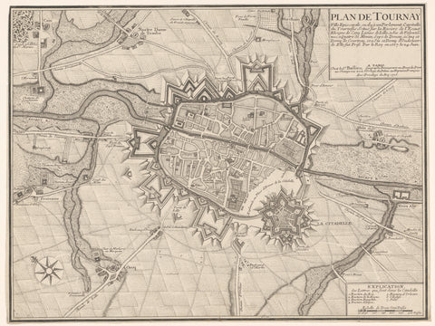 Map of Tournai, anonymous, 1706 Canvas Print