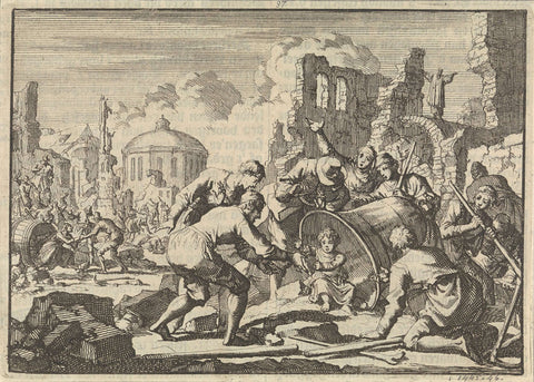 Earthquake at San Severo in Sicily, 1627, Jan Luyken, 1698 Canvas Print