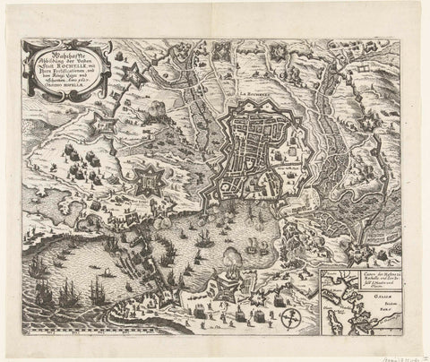 Map of the Siege of La Rochelle, 1627-1628, anonymous, 1627 - 1629 Canvas Print