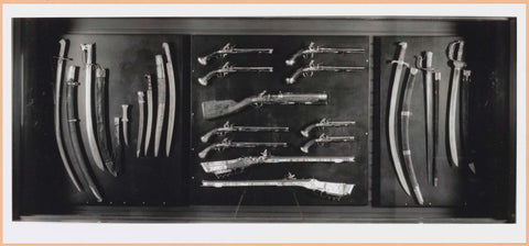 Display case with stabbing and firearms, 1996 Canvas Print