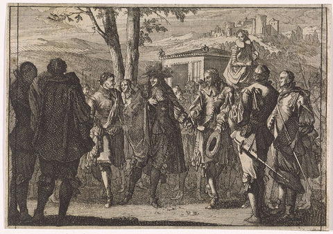 King Charles I of England is captured by the English soldiers, 1647, Caspar Luyken (attributed to), 1701 Canvas Print