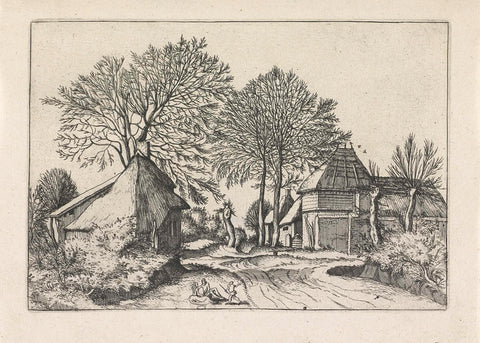 Farm and barn along a road, Johannes or Lucas van Doetechum, 1610 - before 1676 Canvas Print