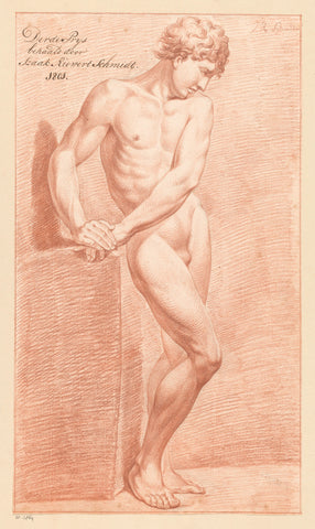 Standing male nude, seen from the side (3rd prize 1801), Izaak Riewert Schmidt, 1801 Canvas Print