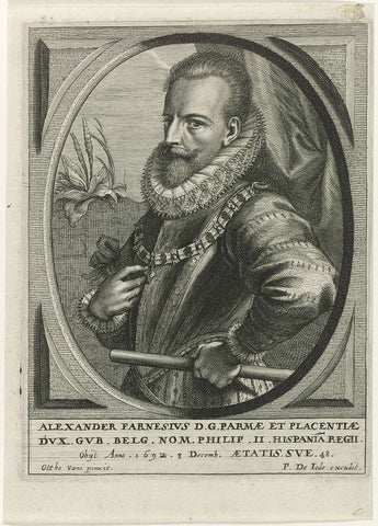 Portrait of Alexander Farnese, Duke of Parma, Pieter de Jode (II), 1628-1670 Canvas Print