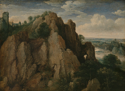 Mountainous landscape, Lucas van Valckenborch, 1582 Canvas Print