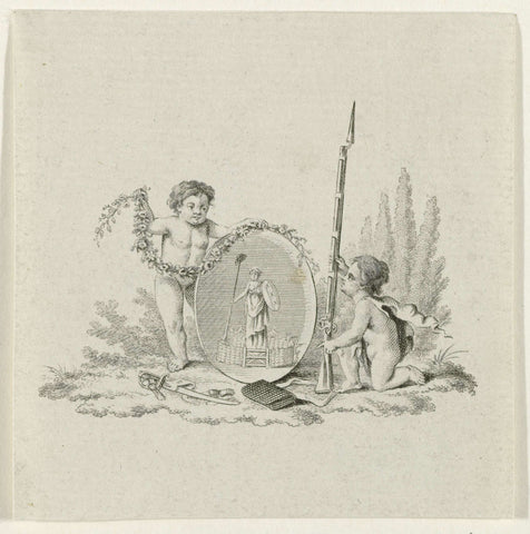 Vignette with the emblem of the exercitiegenootschap Tot Nut der Schuttery, 1786, anonymous, 1786 Canvas Print