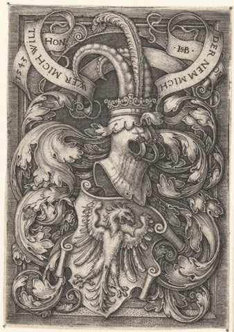 Coat of arms with a on a shield, Hans Sebald Beham, 1543 Canvas Print