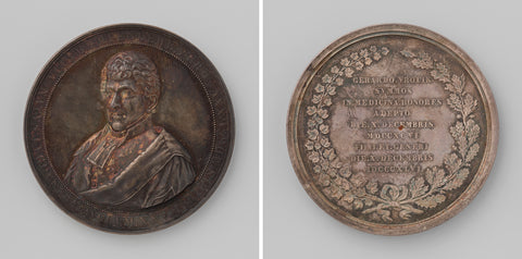 Gerardus Vrolik, professor of medicine at the Athenaeum Illustre in Amsterdam for fifty years, medal struck by order of his sons and sons-in-law, Johannes Petrus Schouberg, 1846 Canvas Print