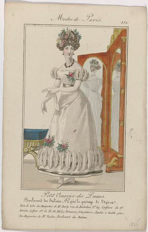 Petit Courrier des Dames, 1825, No. 352 : Robe de tulle des Magasins de Mr Burly (...), anonymous, 1825 Canvas Print