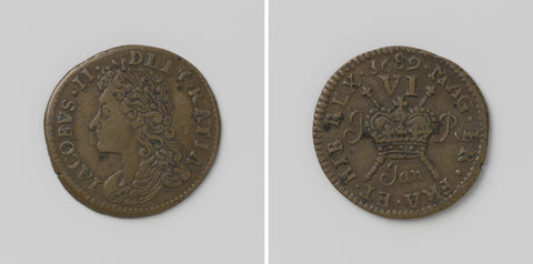 Six pence, James II, King of England, emergency coin from January 1689, anonymous, 1689 Canvas Print