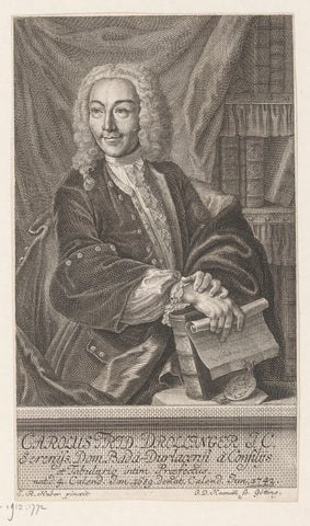 Portret van Karl Friedrich Drollinger, Georg Daniel Heumann, 1742 - 1759 Canvas Print