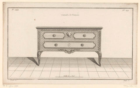 Chest of drawers with mask, Nicolas Dupin, 1772 - 1779 Canvas Print