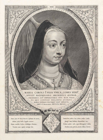 Portrait of Mary, Duchess of Burgundy, Cornelis Visscher (II), 1650 Canvas Print