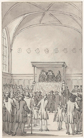 Doctorate with the hood in Leiden on the occasion of the second centenary of the University, 9 February 1775, Jacobus Buys, 1775 - 1801 Canvas Print