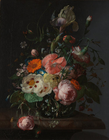 Still Life with Flowers on a Marble Tabletop, Rachel Ruysch, 1716 Canvas Print