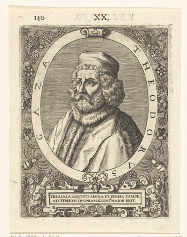 Portret van Theodorus Gaza, Theodor de Bry, c. 1597 - c. 1599 Canvas Print