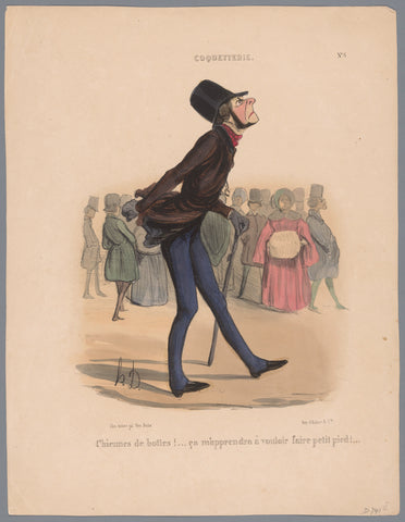 Man walks on too small shoes, Honoré Daumier, 1840 Canvas Print