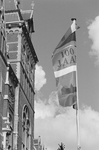 Flag next to the north façade, 1985 Canvas Print