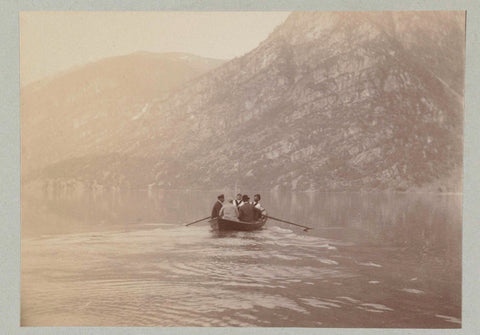 Rowing boat with five people, on the way to shore, Paul Güssfeldt (attributed to), 1889 Canvas Print