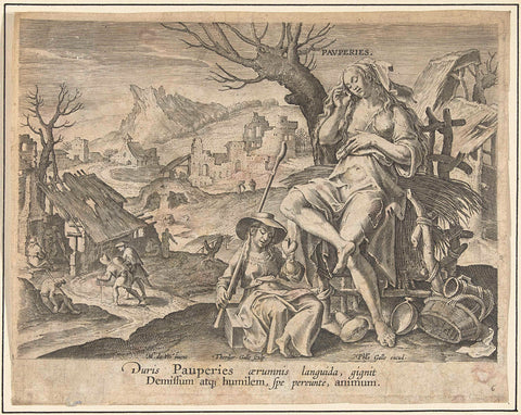 Poverty Produces Humility, Theodoor Galle, 1587 - 1633 Canvas Print